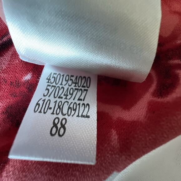 Chico's 2 petite large 12 Long Sleeve Floral Red Black Blouse Shirt Top Tropical - Picture 11 of 12